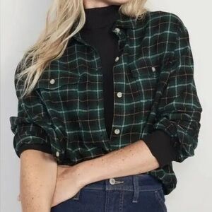 Old Navy Plaid Boyfriend Button-Up Shirt L